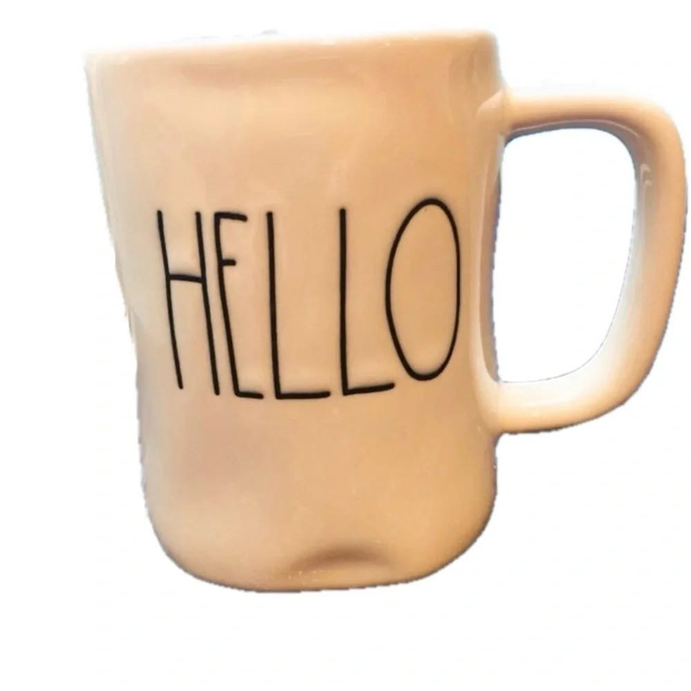 Rae Dunn Hello Mug NWT Coffee Tea ceramic blue white black